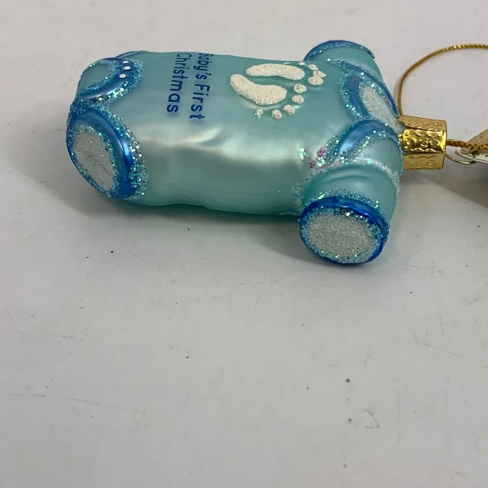 Old World Christmas Blue Baby's‎ First Christmas Onesie Ornament